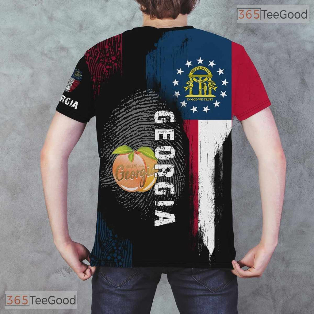 Georgia Black State Novelty Graphic 3D Printed Casual Short Sleeve Unisex T-Shirt