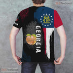 Georgia Black State Novelty Graphic 3D Printed Casual Short Sleeve Unisex T-Shirt