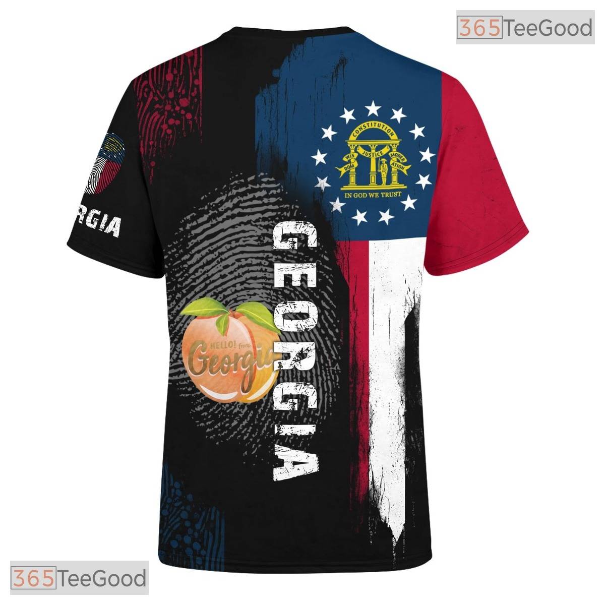Georgia Black State Novelty Graphic 3D Printed Casual Short Sleeve Unisex T-Shirt