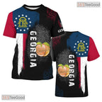 Georgia Black State Novelty Graphic 3D Printed Casual Short Sleeve Unisex T-Shirt