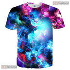 Vibrant Blue Galaxy Cosmic Art 3D Printed Casual Unisex T-Shirt For Men Women