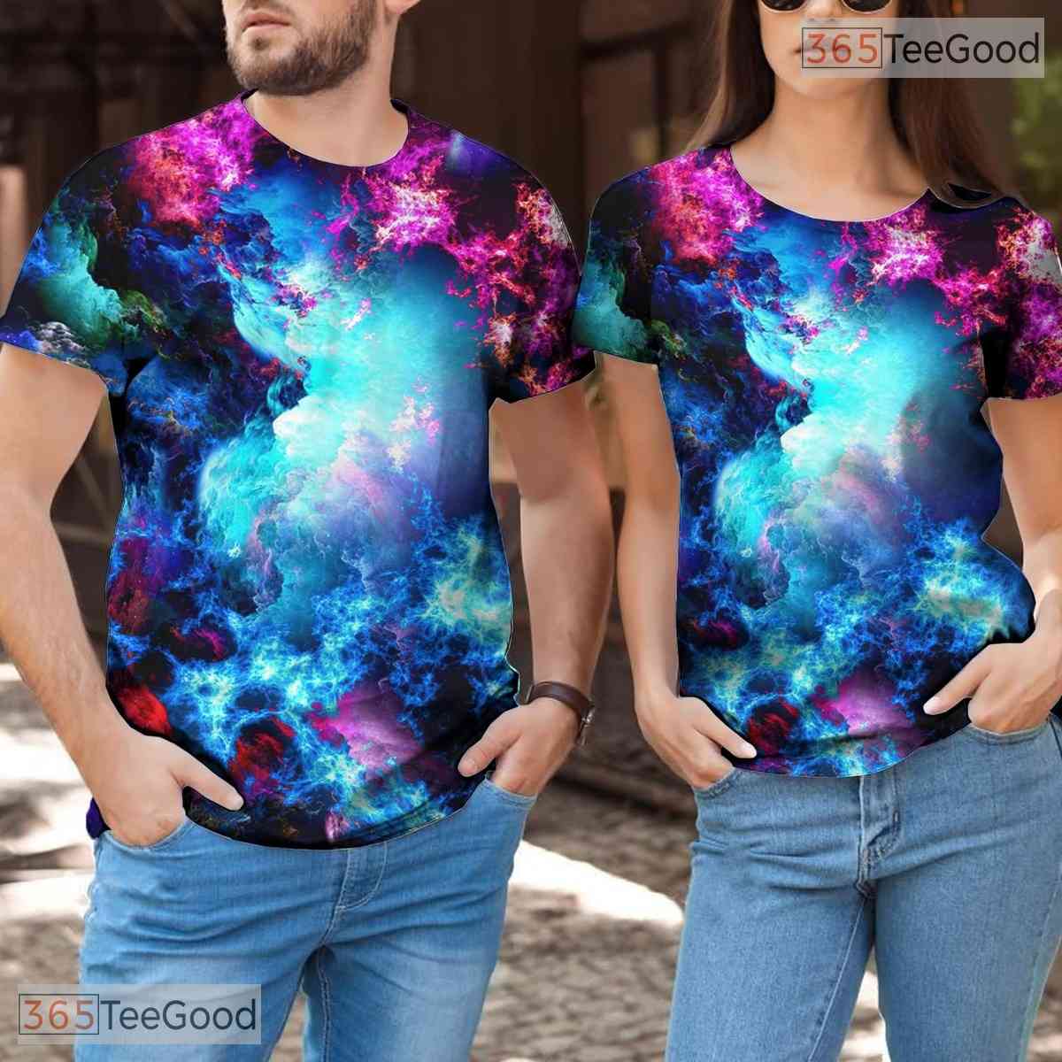 Vibrant Blue Galaxy Cosmic Art 3D Printed Casual Unisex T-Shirt For Men Women
