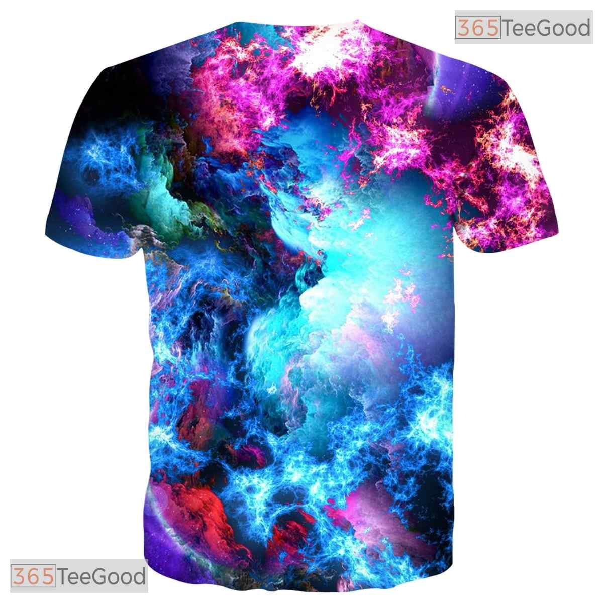 Vibrant Blue Galaxy Cosmic Art 3D Printed Casual Unisex T-Shirt For Men Women