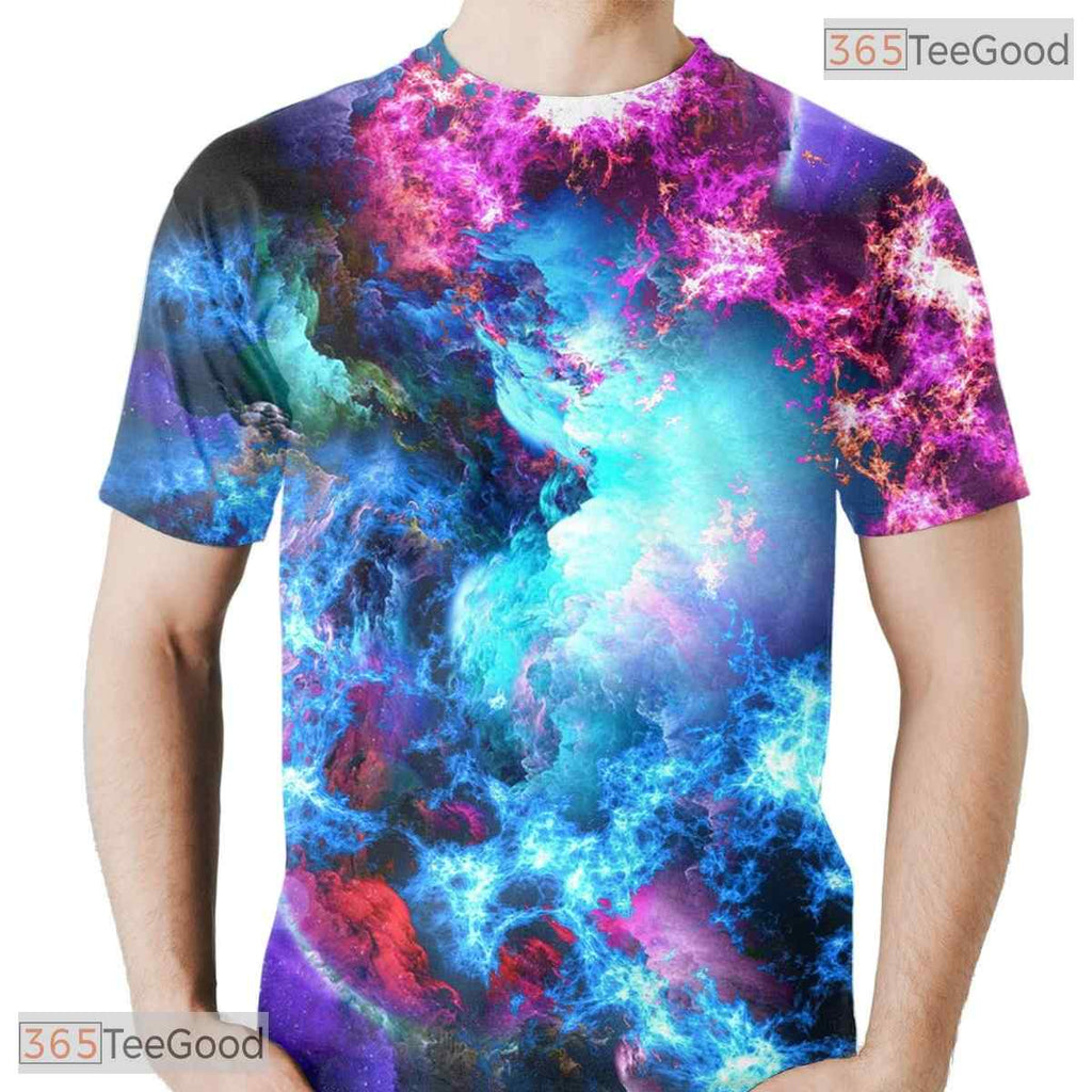 Vibrant Blue Galaxy Cosmic Art 3D Printed Casual Unisex T-Shirt For Men Women