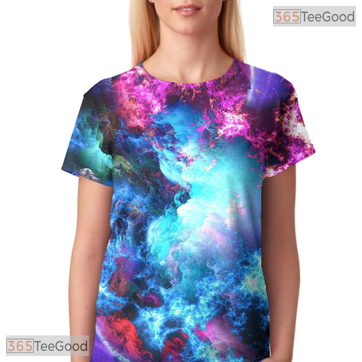 Vibrant Blue Galaxy Cosmic Art 3D Printed Casual Unisex T-Shirt For Men Women