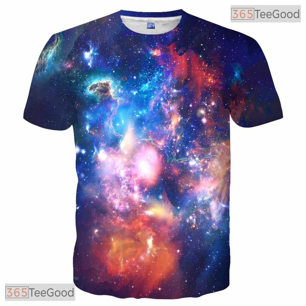 Colorful Galaxy Space Universe 3D Printed Casual Unisex Short Sleeve Tee Shirt