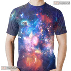 Radiant Colorful Galaxy Cosmos 3D Printed Casual Unisex Short Sleeve Tee Shirt