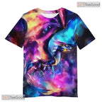 Cosmic Galaxy Dragon Space 3D Printed Casual Short Sleeve Unisex Tee Shirt Tops