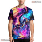 Cosmic Galaxy Dragon Space 3D Printed Casual Short Sleeve Unisex Tee Shirt Tops