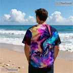 Cosmic Galaxy Dragon Space 3D Printed Casual Short Sleeve Unisex Tee Shirt Tops