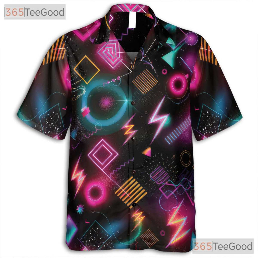 Geometric Neon Retro 80s Hawaiian Shirt Unisex Pattern Beach Festival Top