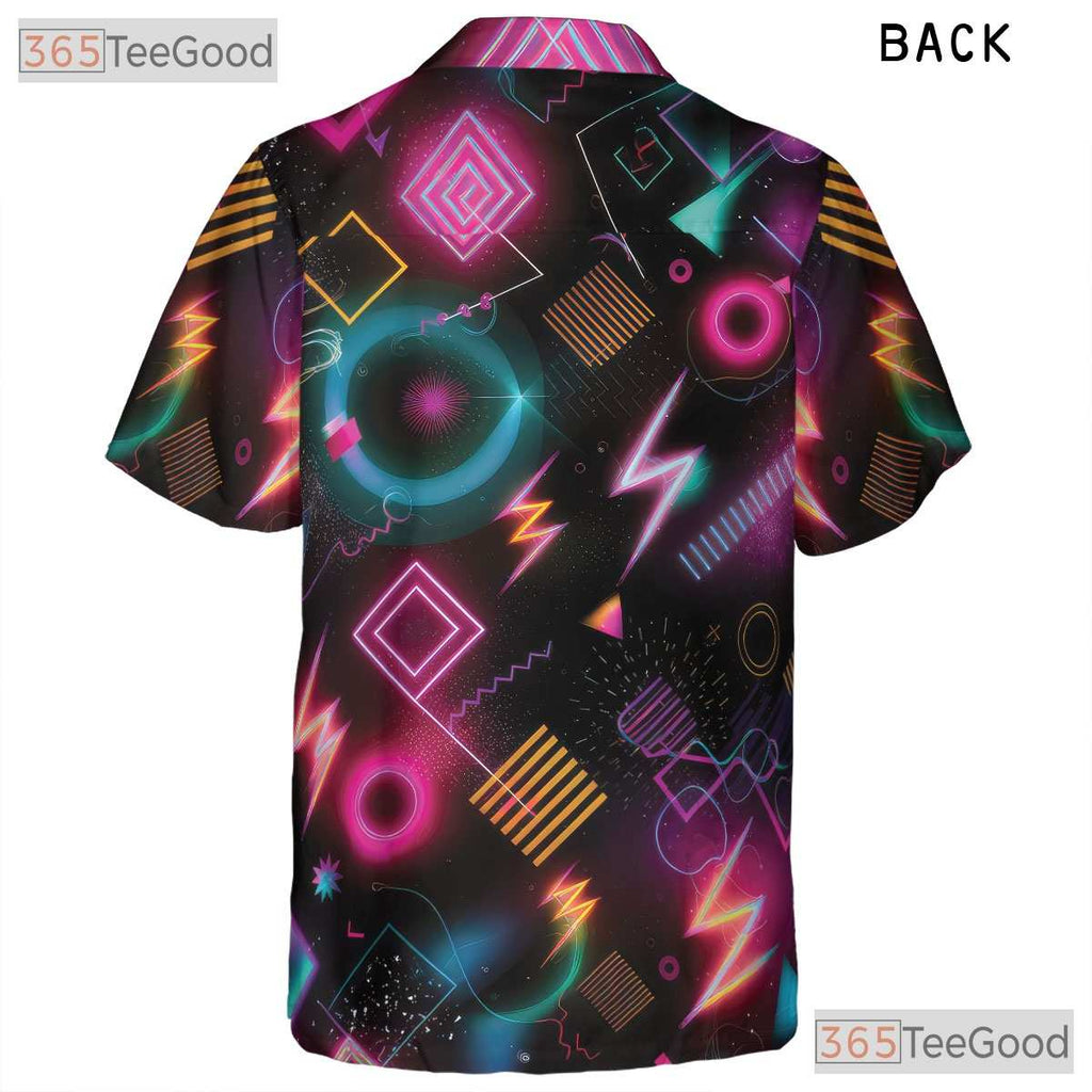 Geometric Neon Retro 80s Hawaiian Shirt Unisex Pattern Beach Festival Top