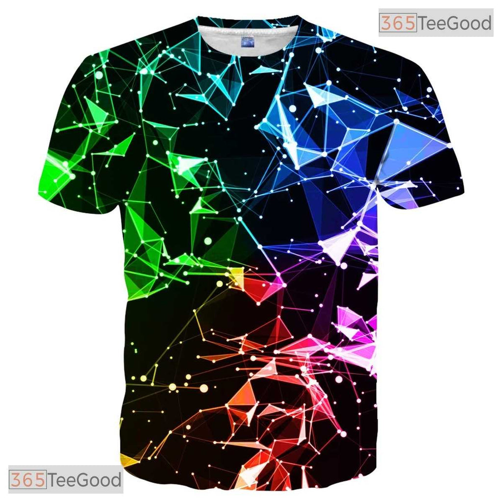 Modern Abstract Geometry Pattern 3D Graphic Printed Casual Unisex Tee Shirt Top