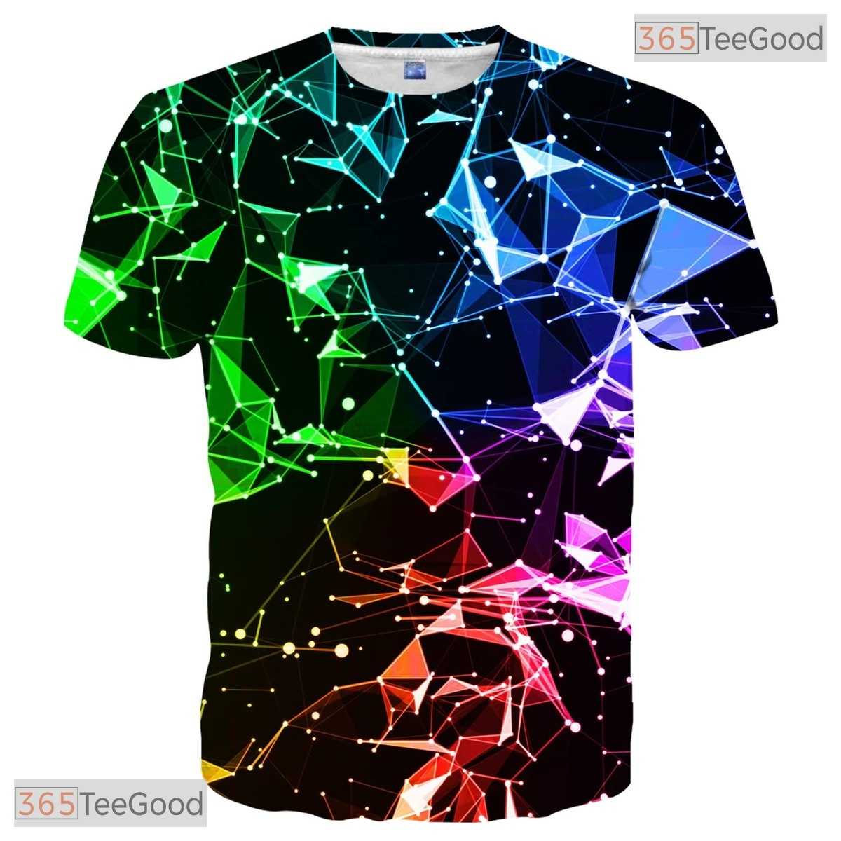 Modern Abstract Geometry Pattern 3D Graphic Printed Casual Unisex Tee Shirt Top