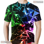 Modern Abstract Geometry Pattern 3D Graphic Printed Casual Unisex Tee Shirt Top