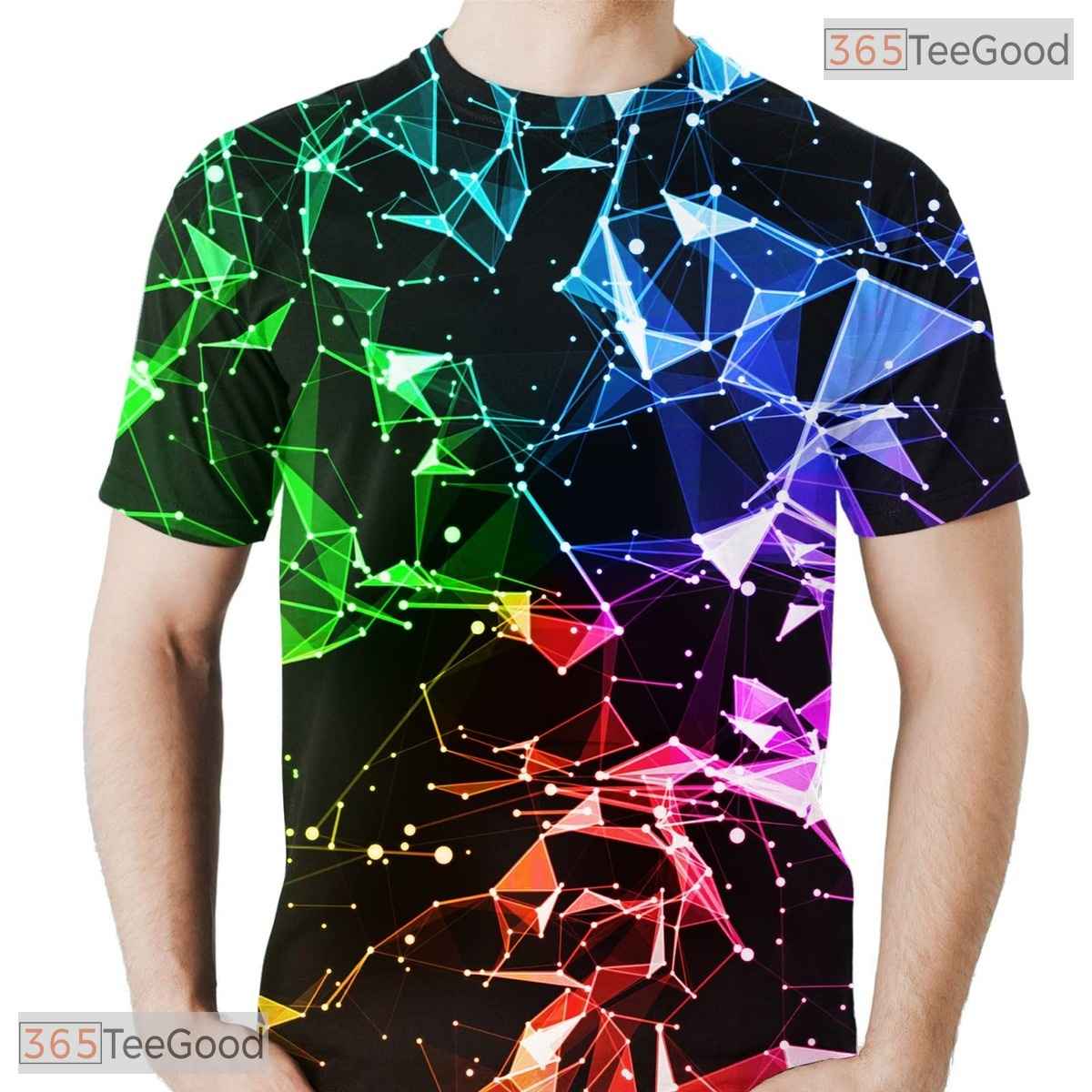 Modern Abstract Geometry Pattern 3D Graphic Printed Casual Unisex Tee Shirt Top