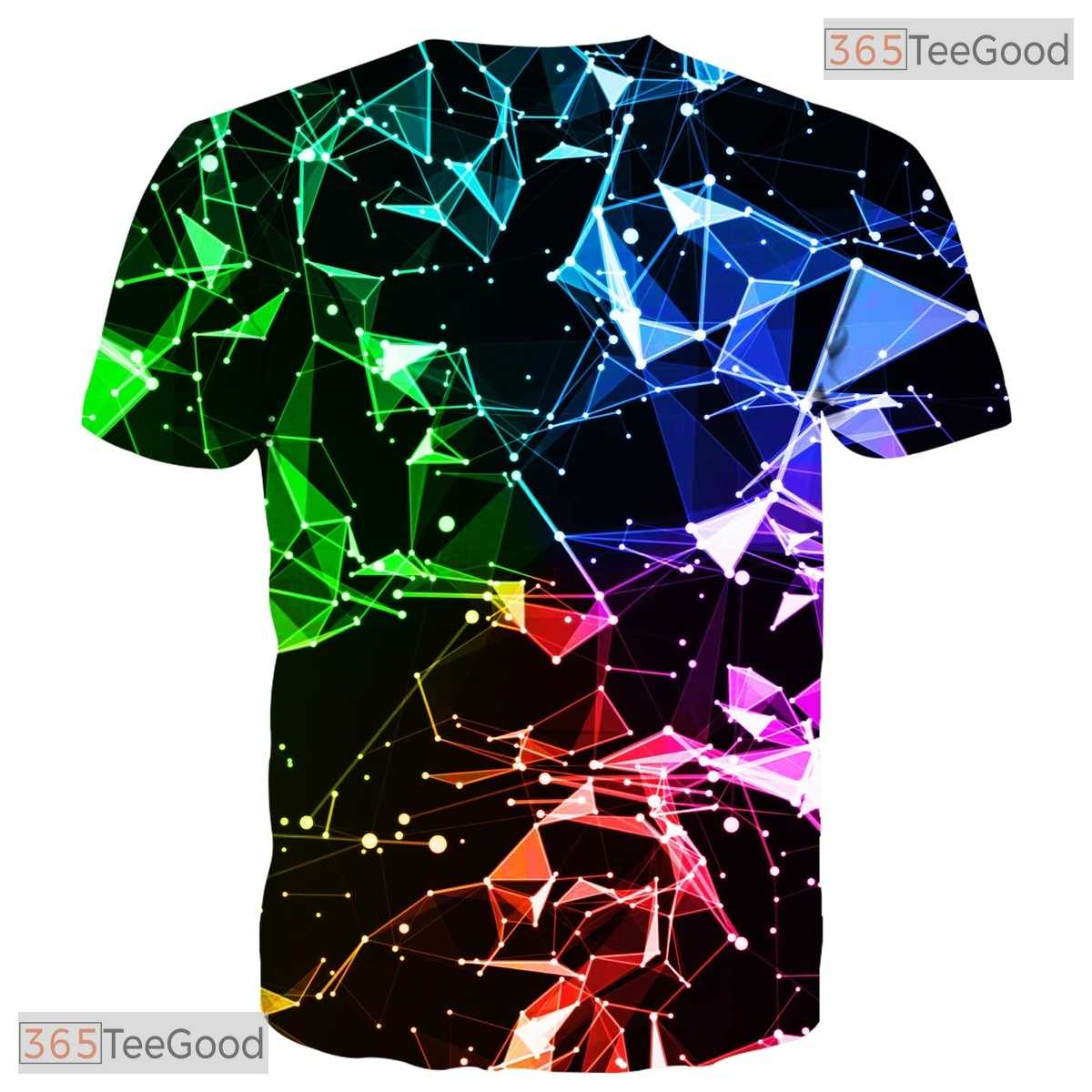 Modern Abstract Geometry Pattern 3D Graphic Printed Casual Unisex Tee Shirt Top