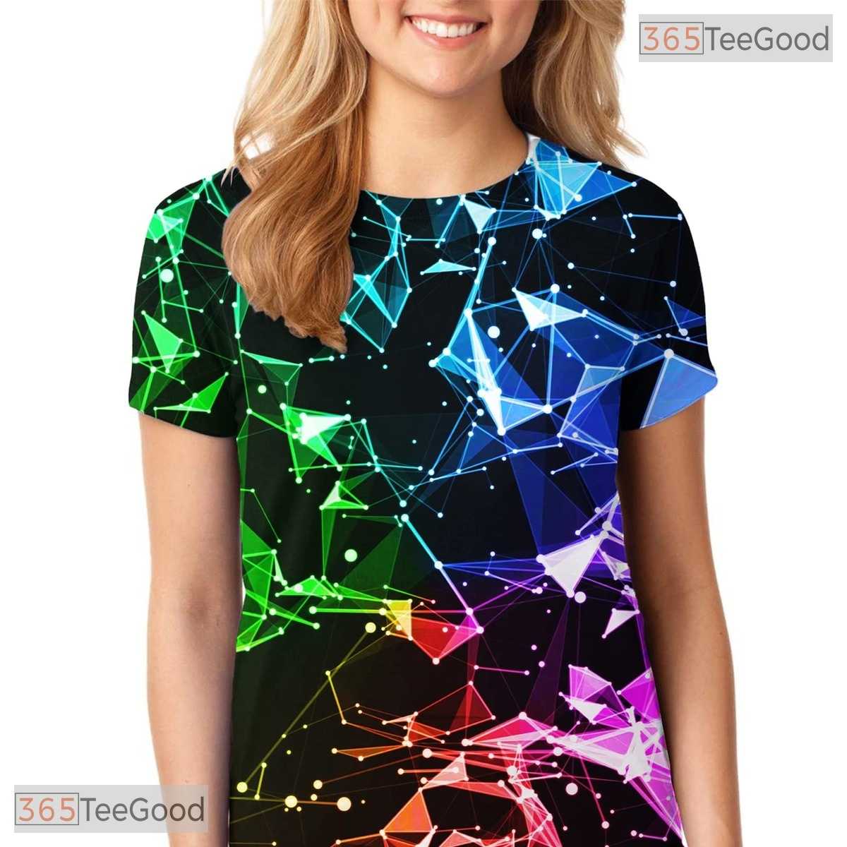 Modern Abstract Geometry Pattern 3D Graphic Printed Casual Unisex Tee Shirt Top