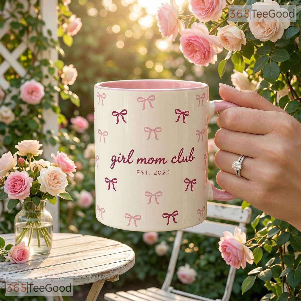 Personalized Girl Mom Club Pastel Mug - Coquette Mother's Day Gift Ceramic Accent Mug