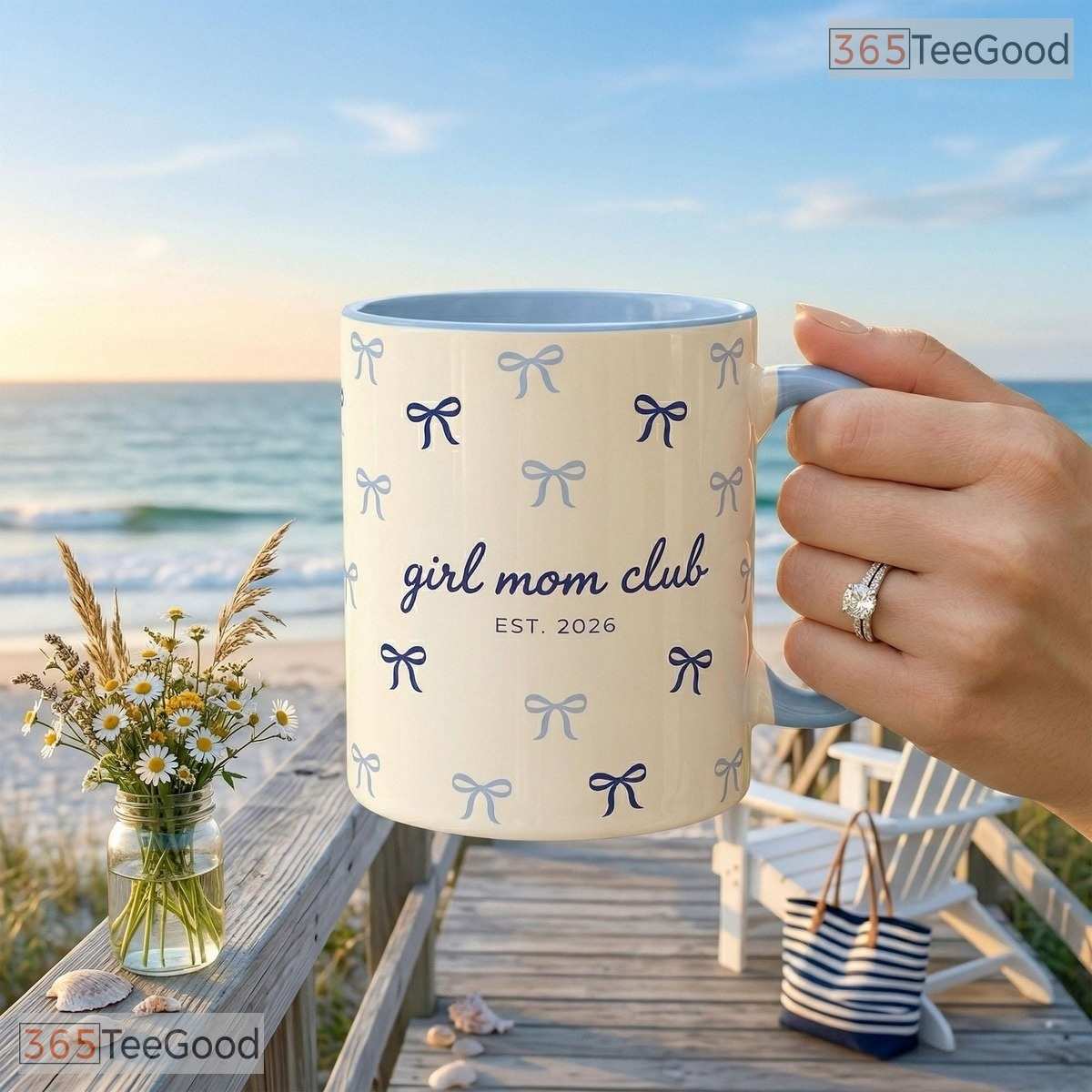 Personalized Girl Mom Club Pastel Mug - Coquette Mother's Day Gift Ceramic Accent Mug