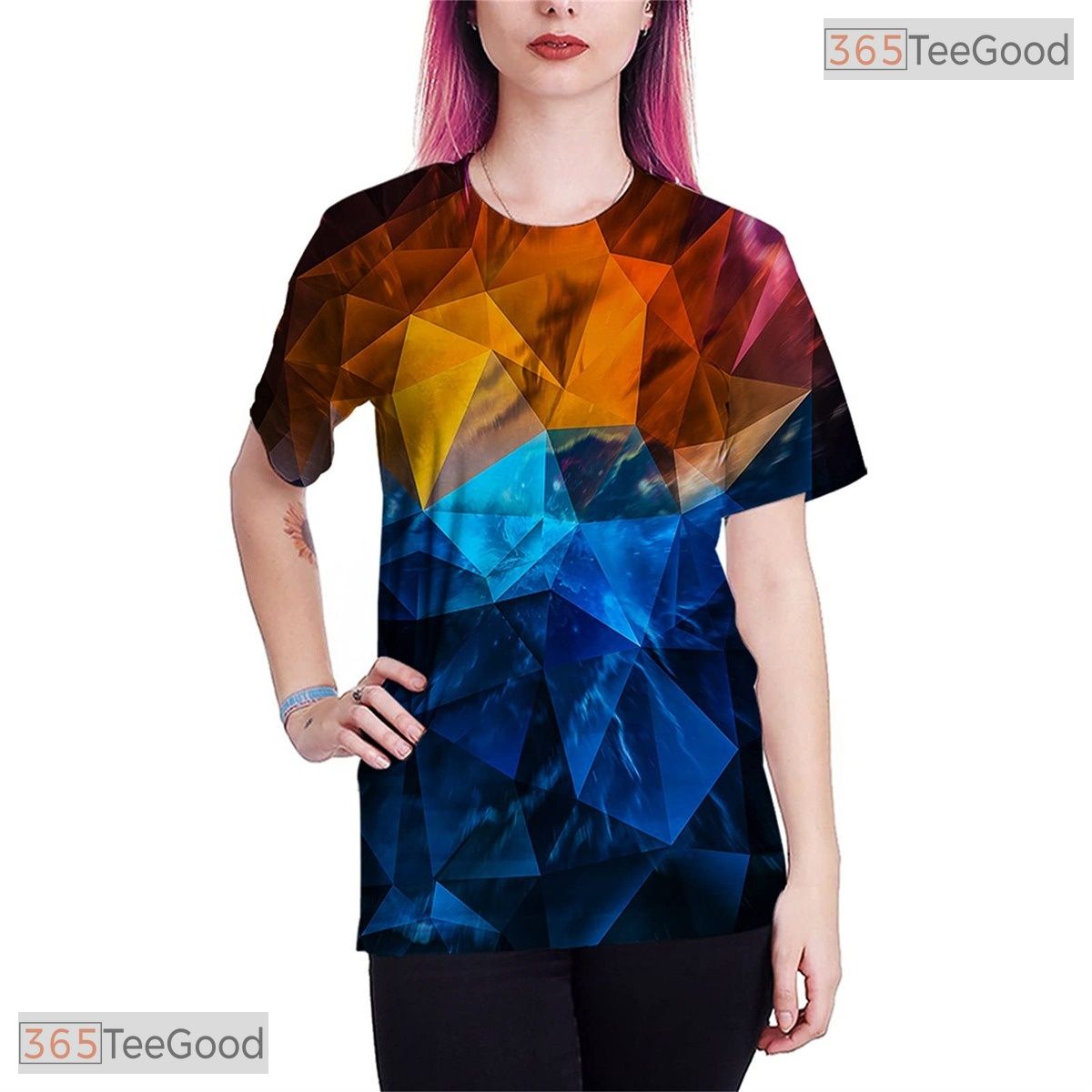 Radiant Blue Ocean Wave Graphic Art 3D Printed Casual Unisex Tee Shirt Styles