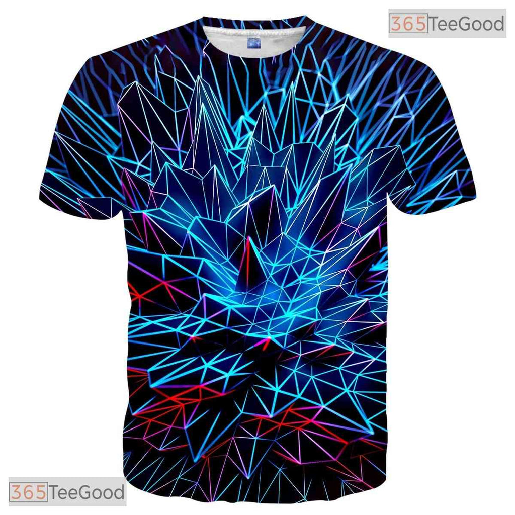 Shattered Blue Glass Texture Art 3D Printed Casual Unisex T-Shirt For Men Women