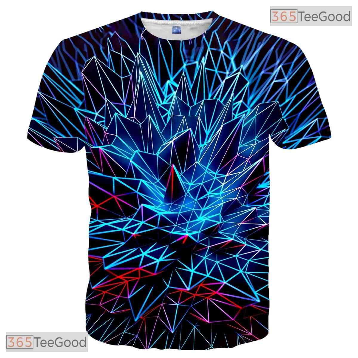 Shattered Blue Glass Texture Art 3D Printed Casual Unisex T-Shirt For Men Women