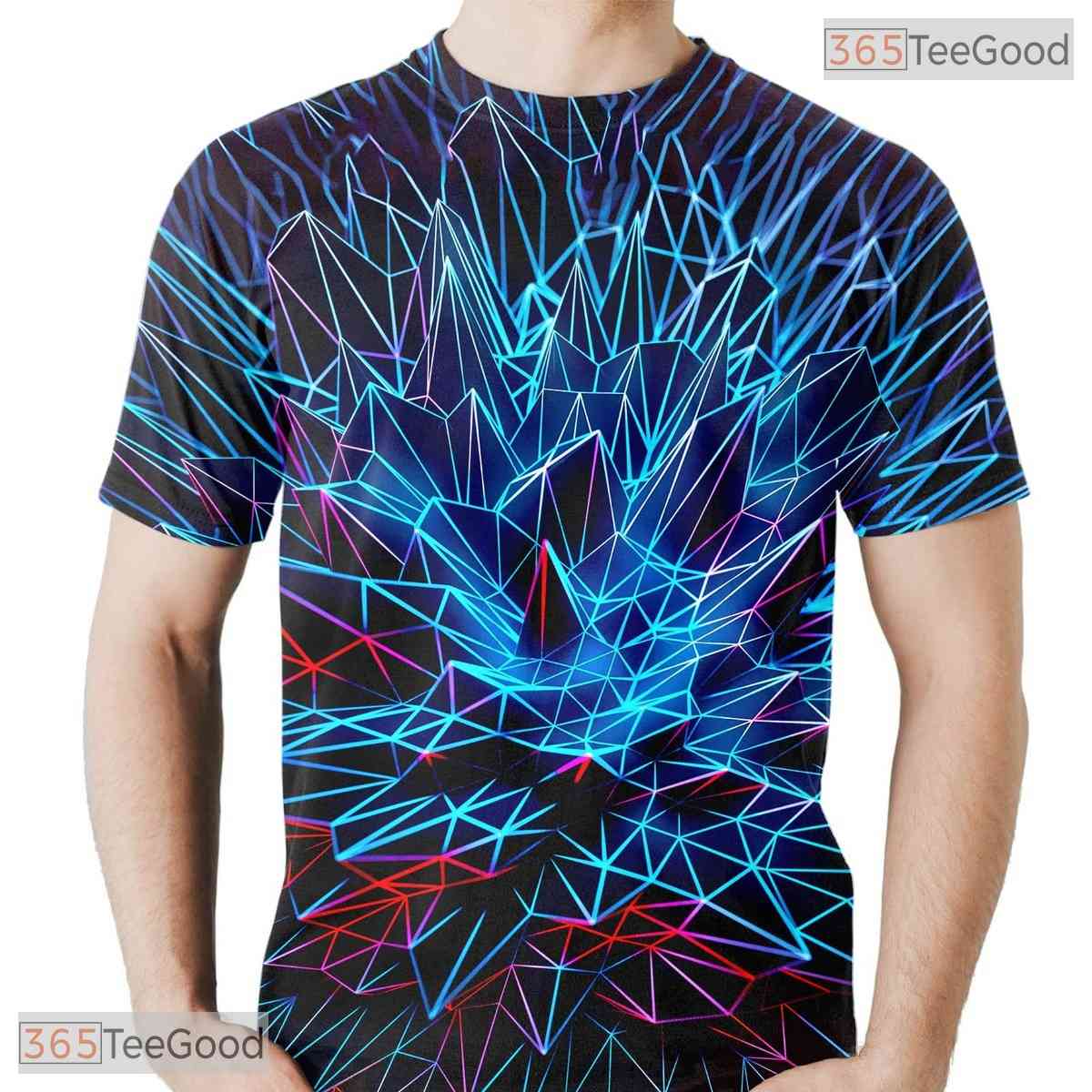 Shattered Blue Glass Texture Art 3D Printed Casual Unisex T-Shirt For Men Women