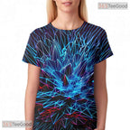 Shattered Blue Glass Texture Art 3D Printed Casual Unisex T-Shirt For Men Women
