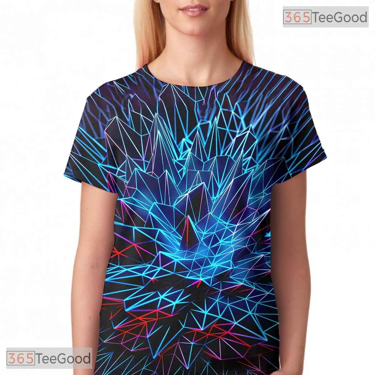 Shattered Blue Glass Texture Art 3D Printed Casual Unisex T-Shirt For Men Women