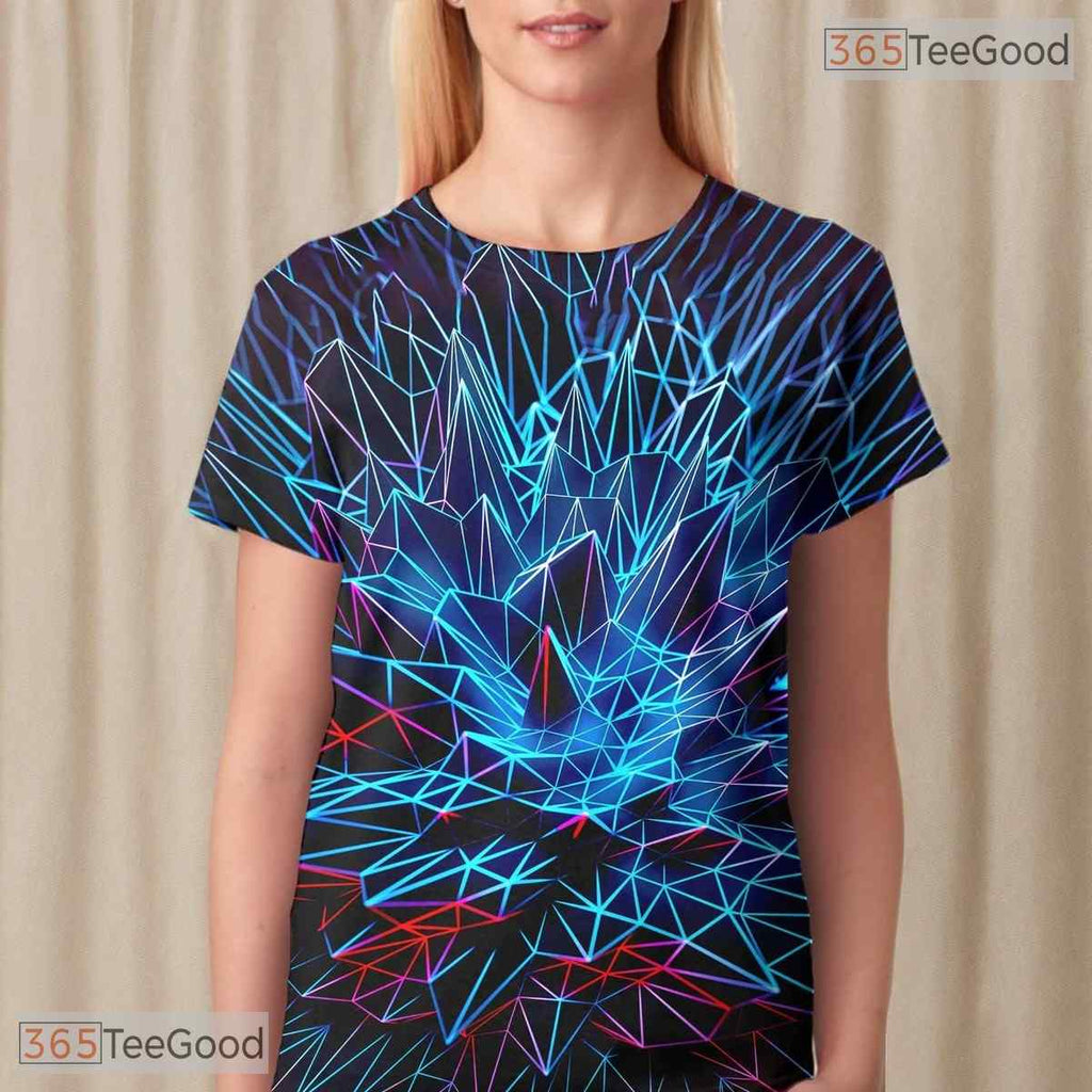 Shattered Blue Glass Texture Art 3D Printed Casual Unisex T-Shirt For Men Women