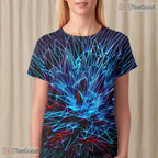 Shattered Blue Glass Texture Art 3D Printed Casual Unisex T-Shirt For Men Women