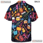 Glow In The Dark Neon Music Guitar Drum Aloha Party Hawaiian Shirt Unisex