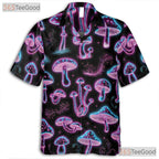Glow in the Dark Mushroom Hawaiian Shirt, Psychedelic Unisex Aloha Top