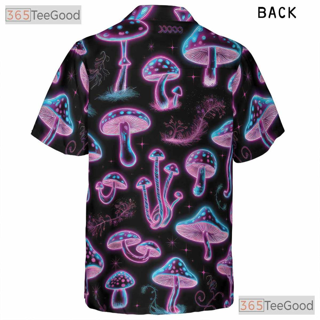 Glow in the Dark Mushroom Hawaiian Shirt, Psychedelic Unisex Aloha Top