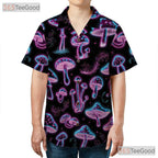 Glow in the Dark Mushroom Hawaiian Shirt, Psychedelic Unisex Aloha Top
