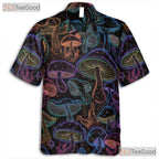 Glow-in-the-Dark Mushroom Hawaiian Shirt for Men - Trippy Neon Fantasy Tee