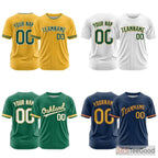 Gold Custom Baseball Jersey Tee Personalized with Team Name & Number for Men Women