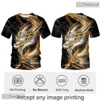 Gold Mythical Dragon Funny Graphic Novelty 3D Printed Casual Unisex Tee Shirt Top