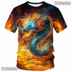Gold Mythology Chinese Dragon Art 3D Graphic Printed Casual Unisex Tee Shirt Top