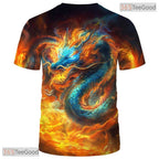 Gold Mythology Chinese Dragon Art 3D Graphic Printed Casual Unisex Tee Shirt Top