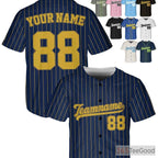 Gold & Navy Baseball Jersey Tee - Customize Your Name, Number & Logo Details