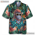 Gorilla Jungle Floral Aloha Shirt Men Women Tropical Vacation Wear