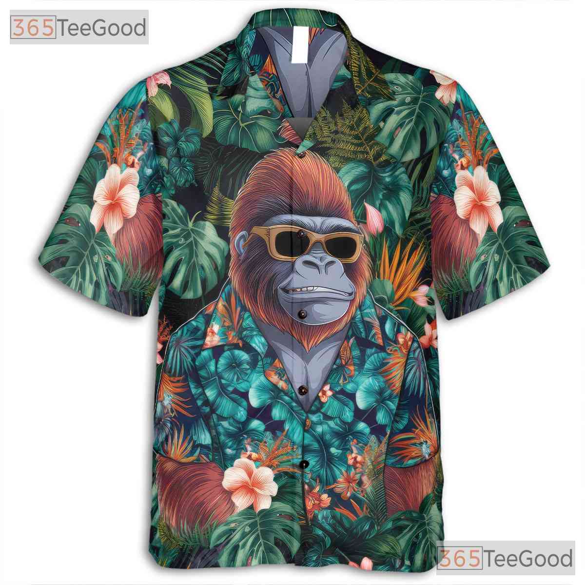 Gorilla Jungle Floral Aloha Shirt Men Women Tropical Vacation Wear