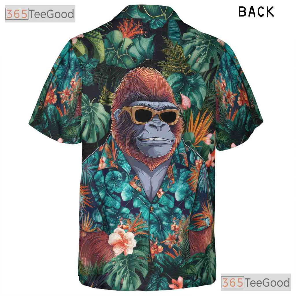 Gorilla Jungle Floral Aloha Shirt Men Women Tropical Vacation Wear