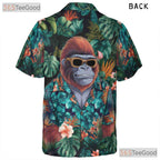Gorilla Jungle Floral Aloha Shirt Men Women Tropical Vacation Wear