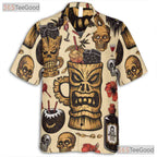 Gothic Horror Tiki Hawaiian Shirt for Men - Retro Halloween Cocktail Tee