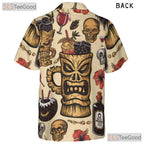 Gothic Horror Tiki Hawaiian Shirt for Men - Retro Halloween Cocktail Tee