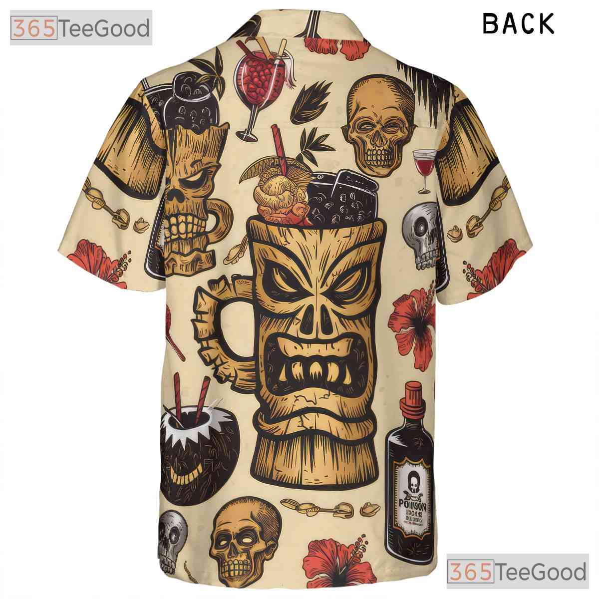 Gothic Horror Tiki Hawaiian Shirt for Men - Retro Halloween Cocktail Tee