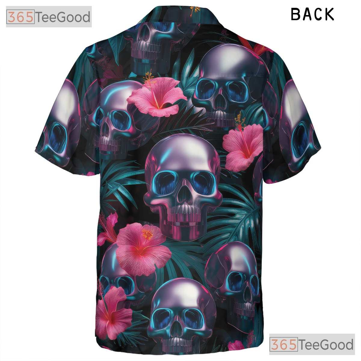Gothic Neon Skull Hawaiian Shirt, Tropical Aloha Style Unisex